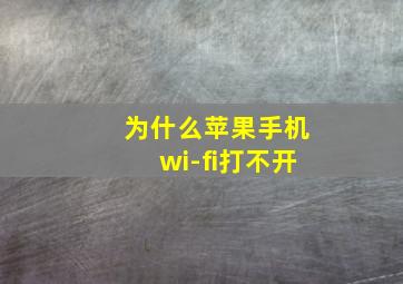 为什么苹果手机wi-fi打不开