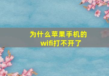 为什么苹果手机的wifi打不开了