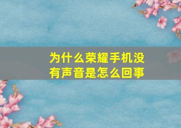 为什么荣耀手机没有声音是怎么回事