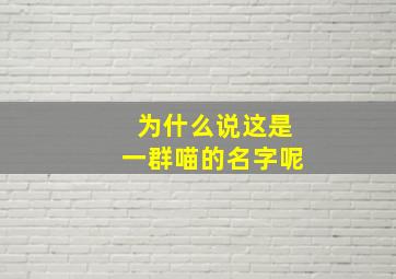 为什么说这是一群喵的名字呢