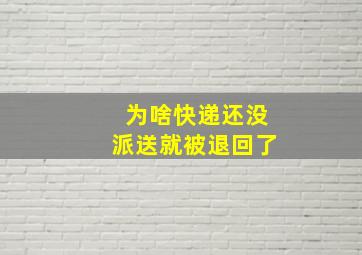 为啥快递还没派送就被退回了