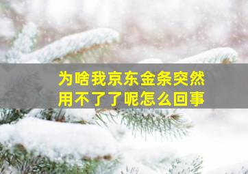 为啥我京东金条突然用不了了呢怎么回事