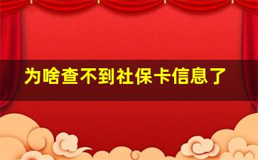 为啥查不到社保卡信息了