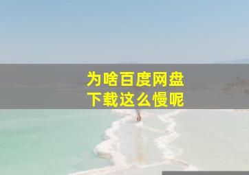 为啥百度网盘下载这么慢呢