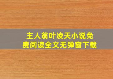 主人翁叶凌天小说免费阅读全文无弹窗下载