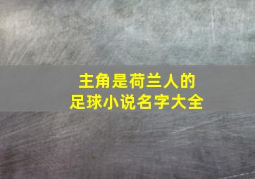 主角是荷兰人的足球小说名字大全