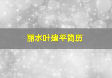 丽水叶建平简历