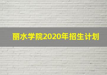 丽水学院2020年招生计划