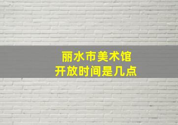 丽水市美术馆开放时间是几点