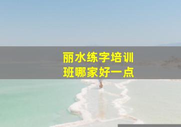 丽水练字培训班哪家好一点