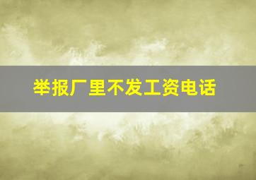 举报厂里不发工资电话