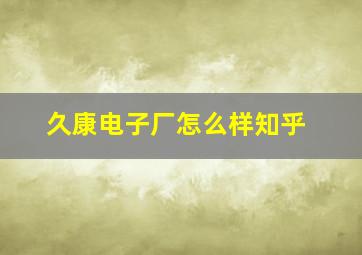 久康电子厂怎么样知乎