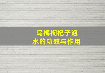 乌梅枸杞子泡水的功效与作用