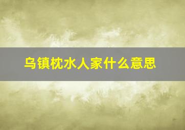 乌镇枕水人家什么意思