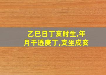 乙巳日丁亥时生,年月干透庚丁,支坐戍亥