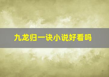 九龙归一诀小说好看吗