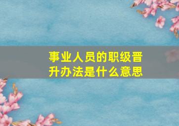 事业人员的职级晋升办法是什么意思