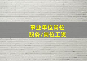 事业单位岗位职务/岗位工资