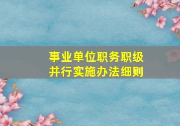 事业单位职务职级并行实施办法细则