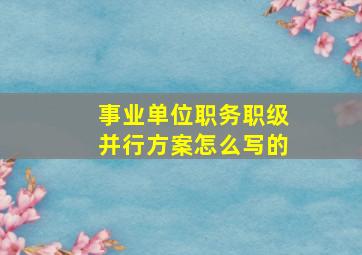 事业单位职务职级并行方案怎么写的