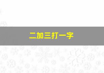 二加三打一字