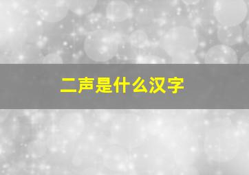 二声是什么汉字