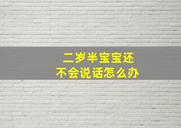 二岁半宝宝还不会说话怎么办