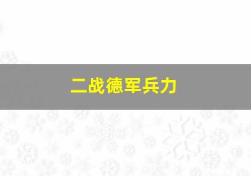 二战德军兵力