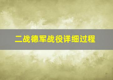 二战德军战役详细过程