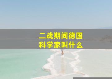 二战期间德国科学家叫什么