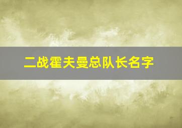 二战霍夫曼总队长名字