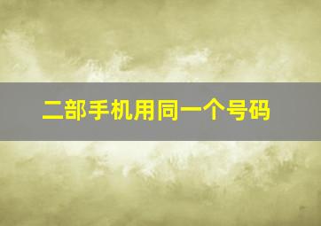 二部手机用同一个号码