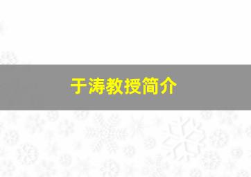 于涛教授简介