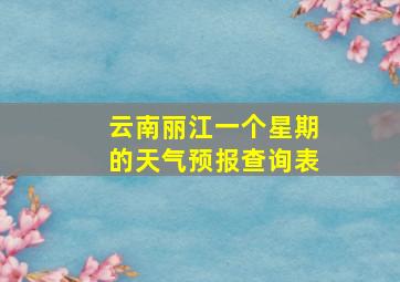 云南丽江一个星期的天气预报查询表