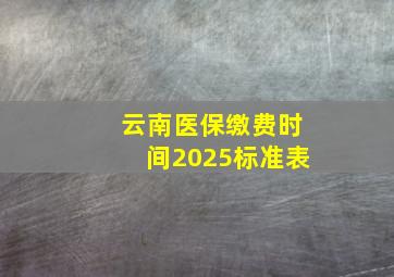 云南医保缴费时间2025标准表