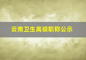 云南卫生高级职称公示