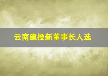 云南建投新董事长人选