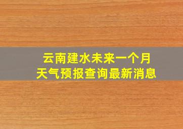 云南建水未来一个月天气预报查询最新消息