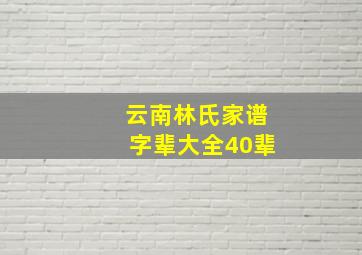 云南林氏家谱字辈大全40辈