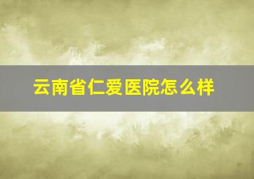 云南省仁爱医院怎么样