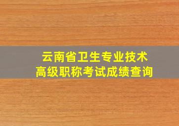 云南省卫生专业技术高级职称考试成绩查询