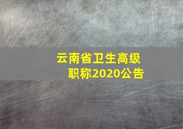 云南省卫生高级职称2020公告