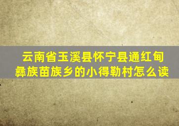 云南省玉溪县怀宁县通红甸彝族苗族乡的小得勒村怎么读