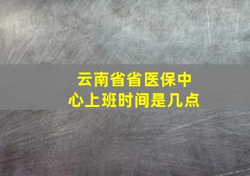 云南省省医保中心上班时间是几点