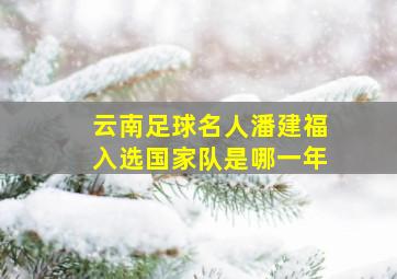 云南足球名人潘建福入选国家队是哪一年