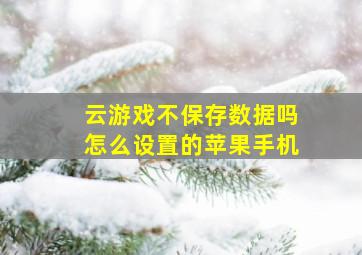 云游戏不保存数据吗怎么设置的苹果手机