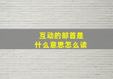 互动的部首是什么意思怎么读