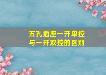 五孔插座一开单控与一开双控的区别