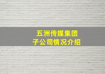 五洲传媒集团子公司情况介绍