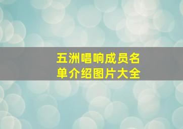 五洲唱响成员名单介绍图片大全